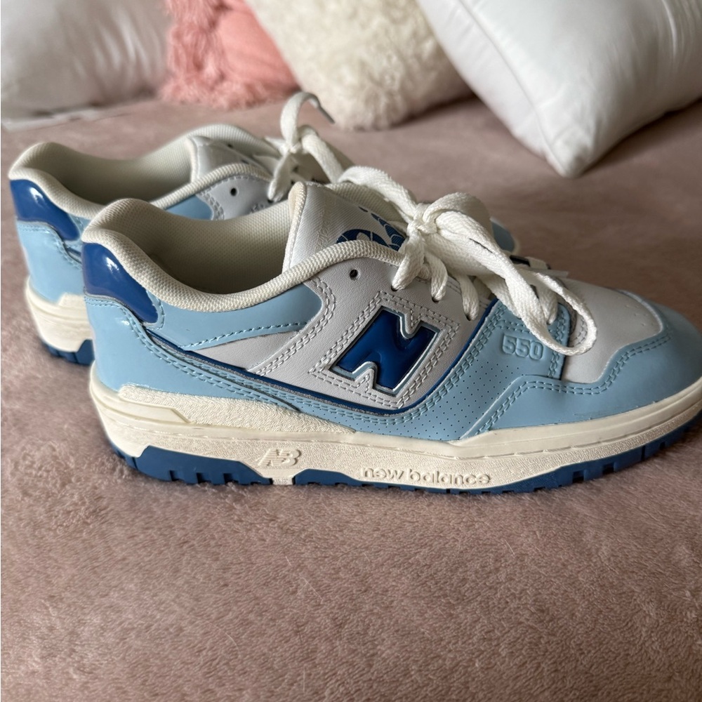 New Balance Mens Light Blue and White Sneakers